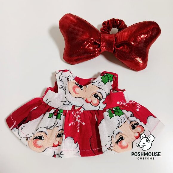 Holiday Christmas Santa Custom Dress and Oversized Bow Made to fit Labubu - Picture 4 of 12